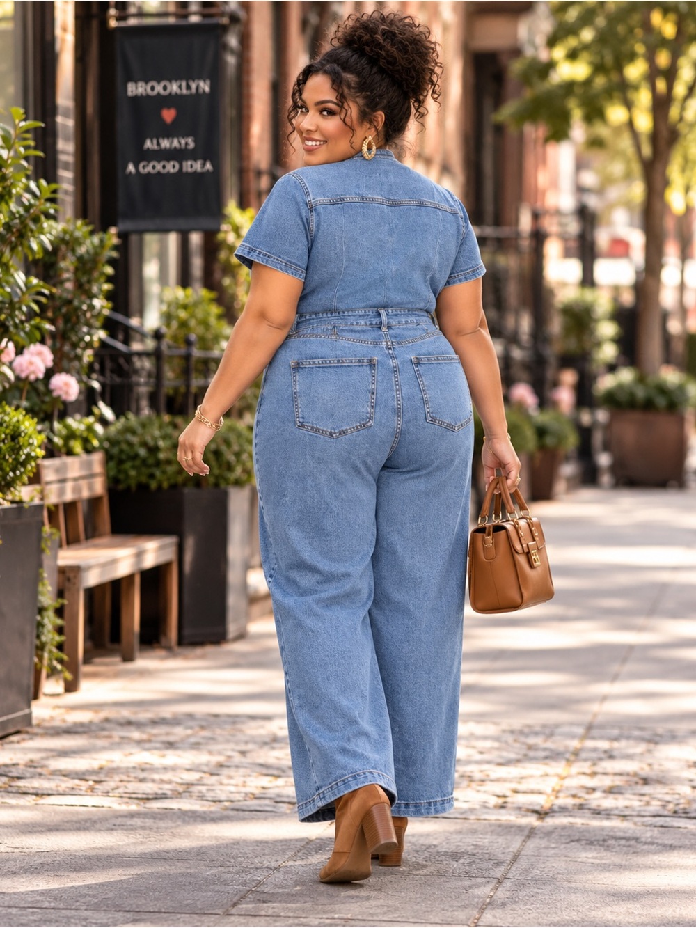 NWT Blue Short Sleeve Wide-Leg Jumpsuit Size 18 - Picture 2 of 6